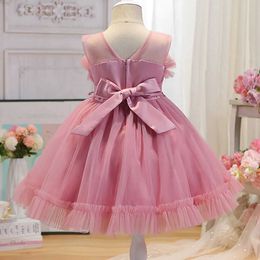 Girl's Dresses 2024 New Baby Toddler Little Girl Pearls Crystal Birthday Party Formal Pageant Dance Party Gown