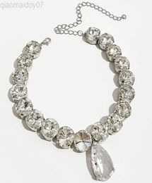 Peri039sbox Large Vintage Teardrop Choker Necklace Luxury Crystal Necklaces For Women Large Rhinestone Necklace For Wedding Jew2302472