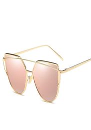 Cat eye Sunglasses 2017 New Brand Design Mirror Flat Rose Gold Vintage Cateye Fashion sun glasses lady Eyewear UV4009713869