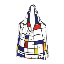 Storage Bags Custom Mondrian Minimalist Art Shopping Women Portable Big Capacity Groceries Color Shopper Tote