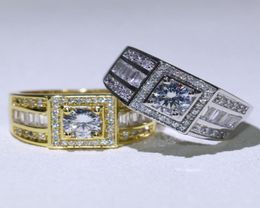 2018 Original Brand Desgin Ring for Men Luxury Jewellery 10KT WhiteGold Filled Round Cut Topaz CZ Diamond Party Princess Male Band 4538741
