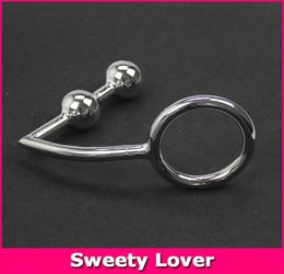 Big Anal Cock Ring Stainless Steel Metal Beads Butt Plug Anal Hook With Balls And Penis Ring Male Device Sex Products SH1908025493405