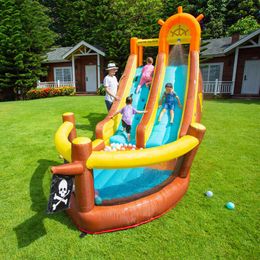 Big Inflatable Slide For Rent Business Start Kids Outdoor Play Fun in Garden Backyard Pirate Ship Theme Super Sliding Toys Water Park with Pool Amusement Birthday