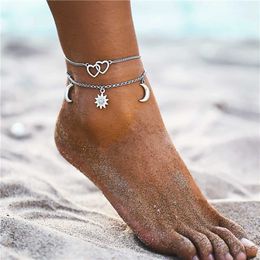Anklets Bls- Boho Multilayer Beads Anklets For Women Multiple Styles Vintage Beach Rope Ankle Bracelet on Leg Summer Foot Jewellery