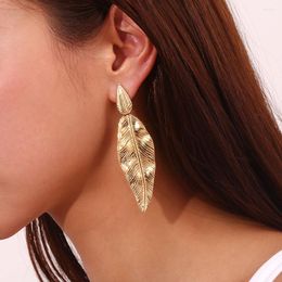 Dangle Earrings Splicing Large Small Feather Leaf Drop Earring Hypoallergenic 18K Gold Plated Decoration 316L Stainless Steel For Women