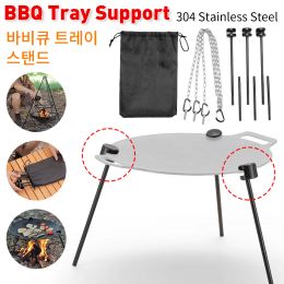 Grills Detachable Grill Kit Vertical Tripod Grill BBQ Tray Support Triangular Bracket Portable Tripod Outdoor Camping Griddle Grill