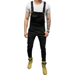 Men's Jeans overalls tirantes hombre para pant jeans for men black army green 2020 mens clothing Men Pants with pocket #w 189V