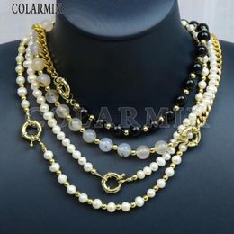 Pendant Necklaces 5 Pieces Handmade Natural Stone Necklace Pearls Fashion Jewellery 52566