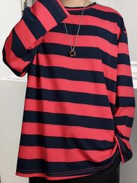 Women's T Shirts Spring Summer Striped Shirt Women Men Long Sleeve O-Neck Casual Oversized Streetwear Harajuku Couple Tops Y2k Clothes