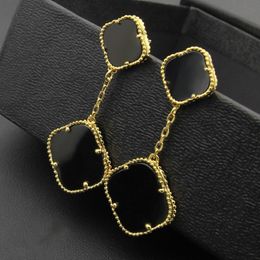 Top Quality Women Luxury Brand Designer Stud Double Four-leaf Flowers Fashion Earrings Titanium Steel Logo Printed Engagement Earrings 260N