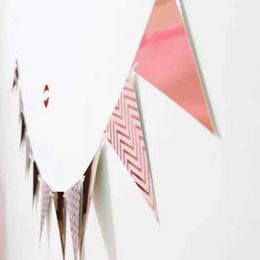 Banner Flags 3m 12 Flag Gold Pink Paper Board Garland Banner For Baby Shower Birthday Party Decoration Kids Room Decoration Garland Bunting