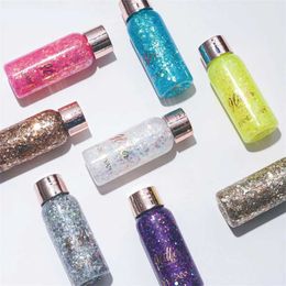 M3VU Body Glitter With Smear Spoon Multifunctional Eye Glitter Nail Hair Body Face Glitter Gel Art Flash Loose Sequins Cream Festival Glitter Deco d240503