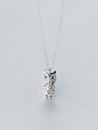 MloveAcc Authentic 100 925 Sterling Silver Animal Cute Owl Necklace Women Pendant Necklace Sterling Silver Jewellery Y2009189412142