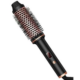 Hair Curlers Straighteners Thermal Brush 1.5 Inch Heated Curling Brush Ceramic Curling Iron Volumizing Brush Heating Round Brush Travel Hair Curler Comb Y240504