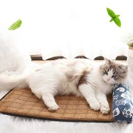 Cat Beds Furniture Summer Cat Bed With Cooling Ice Silk Pet Mat Puppy Sleep Kennel Summer Cool Linen Cat Nest Bed Dog Cushion Pet Matress