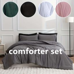 Duvet Cover 3pcs Fashion 100% Polyester Set, Solid Colour Bedding Set All Season, Soft Comfortable And Skin-friendly Comforter For Bedroom, Guest Room (1*Comforter +