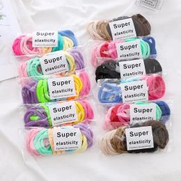 50pcs/Los 50pc 4 cm große elastische Haarbänder Mädchen farbenfrohe Nylon -Stirnband für Kinder Pferdeschwanzhalter Scrunchie Frauen Haarzubehör