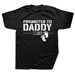 Men's T-Shirts Promoted To Daddy 2023 Funny New Dad First Time Be T Shirts Short Slve Birthday Gifts Summer T-shirt Mens Clothing H240506