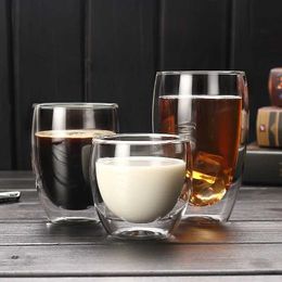 Tumblers 5 Sizes Double Wall Insulated Glass Cup Clear Espresso Coffee Mugs Handmade Beer Mug Tea Milk glass Whiskey Cups Drinkware H240506