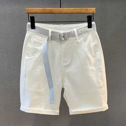 Men's Shorts White shorts mens fashionable street clothing knee length Bermuda shorts mens cotton fiber jeans shortsL2405