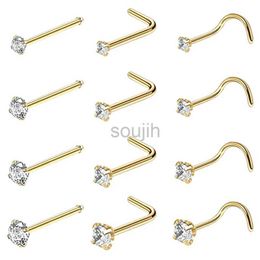 Body Arts Multi Styles Stainless Steel Sexy Cubic Zircon Nose Stud Nose Stud Hooks Bar Pin Nose Rings Ear Cuff Body Piercing Man Women d240503