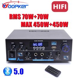Kit Woopker AK55 Bluetooth Amplifier HIFI Digital Sound Amp Channel 2.0 for Home Car Karaoke 110V/220V MAX 450W+450W Subwoofer