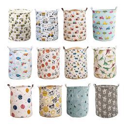 Large size dirty laundry basket cartoon pattern folding clothes storage bucket childrens toy Organiser bag waterproof layer 240426