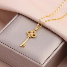 Pendant Necklaces Romantic Open Your Heart Key For Women Female Daily Wear Stainless Steel Clavicle Chain Jewelry Wholesale