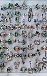 Band Wholesale Bulk lots 50pcs Punk Rock Top Mix Retro Silver Plate Animal Eyes s Hiphop Men Vintage Women Jewellery 2211252231869