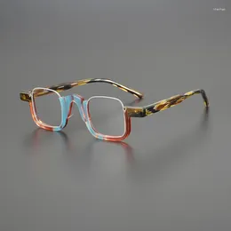 Sunglasses Frames Vintage Half Square Glasses For Men And Women Leopard-colored Acetate Optical Makes Prescript