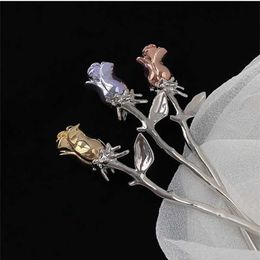 Other Vintage Chinese Style rose flower Hairpins Hair Stick Women Metal Hair Fork Hair Chopsticks Woman Jewelry Hair Clip Accessories