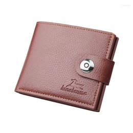 Wallets Men's Wallet Soft Leather Buckle Short Holder Coin Purse For Man Money Clip Small Bag