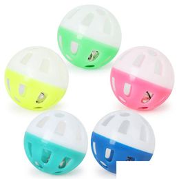Other Home & Garden Pet Toys Hollow Plastic Cat Colourf Ball Toy With Small Bell Lovable Voice Interactive Tinkle Puppy Playing Drop D Dhdtr