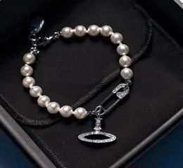 Pearl charm bracelets Saturn diamond pin inlaid with crystal classic vintage bracelet silver gold plating copper fashion Jewellery f7581319