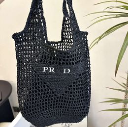Tote Bag Designer beach Hollow Out Large capacity shopping Mesh Woven for Straw Black apricot summer Vacation tide