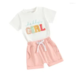 Clothing Sets Toddler Baby Girl Summer Outfit Daddy S Mama Embroidery T-Shirt Tops And Shorts Set 2Pcs Clothes