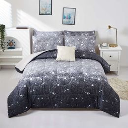 Duvet Cover 2/3pcs Grey Starry Sky Pattern Comforter Set, Breathable Soft And Comfortable Bedding Set For Bedroom Room Decor (1 Quilt + 1/2 Pillowcase Without Pillow