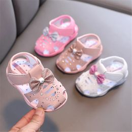 Sandals Infant Girls Sandals Summer Baby Shoes Can Make Sounds Cute Bow Princesses Kid Toddler Children Soft First Walkers Free shipping