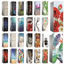 Stickers 60x180cm Flower Leaf Refrigerator Sticker Peel&Stick Fridge Door Full Cover Decal Furniture Decor Poster Custom Size Wall Murals