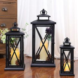 Holders Windproof Lantern Glass Candle Holders Metal Large Black Wedding Modern Design Moroccan Candlestick Decoracion Hogar Home Decor