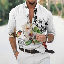 Men's Casual Shirts 2024 Luxury Hawaiian Butterfly Shirt 3d Printed Painting Style Long Sleeve Blouse Plus Size Travelling Tops Tee Homme