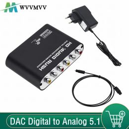 Converter WvvMvv AC3 Audio Digital to Analogue 5.1 Channel Stereo DAC Converter Optical SPDIF Coaxial AUX 3.5mm to 6 RCA Decoder Amplifier