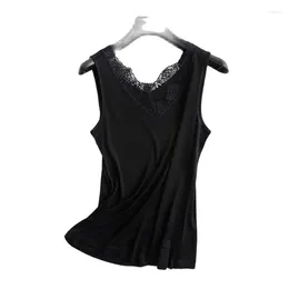 Women's Tanks Lady Tank Top Breathable Womens Blouses Silk Tops Female Summer Shirts Satin Off Shoulder Tees Women Sleeveless Lace Shirt