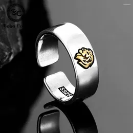 Cluster Rings Antique Silver Colour Lion Tiger Opening Men Women Golden Animal King Punk Unisex Finger Ring Vintage Couples Jewellery Gifts