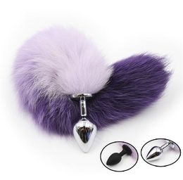 Sweet Magic Lovely Purple Fox Tail Anal Butt Plug Anal Stopper Smooth Anus Toy with Gradient Adult Game Sex Toys9301480