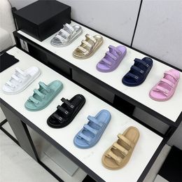 High Quality Designer Sandals Summer Real Leather Women Casual Beach Shoes Flat Platform Shoes Thick Sole Flat Women Luxury Open Toe Hook&Loop Rome metal Buckle