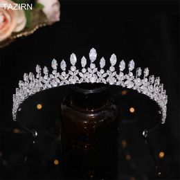 Headbands Wedding Bride Princess Tiaras Crown Fashion Cubic Zirconia Sweet 16 CZ Pageant Headwear Zircon Party Ball Hair Accessories Q240506