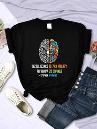 Women's T-Shirt Intelligence is the ability to adapt to changing T-shirts for all mathematical women breathable short sleeved fashion street womens topsL2405