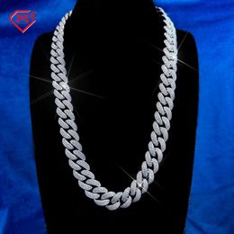 Hiphop Cuban Chain Necklace 14mm Iced Out 925 Sterling Silver Real Gold Plated Vvs Moissanite Cuban Link Chain