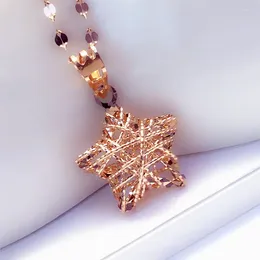 Chains Plated 14K Rose Gold Star Necklace For Woman Three-dimensional Hollow Line Pendant Fashion Light Luxury Jewellery